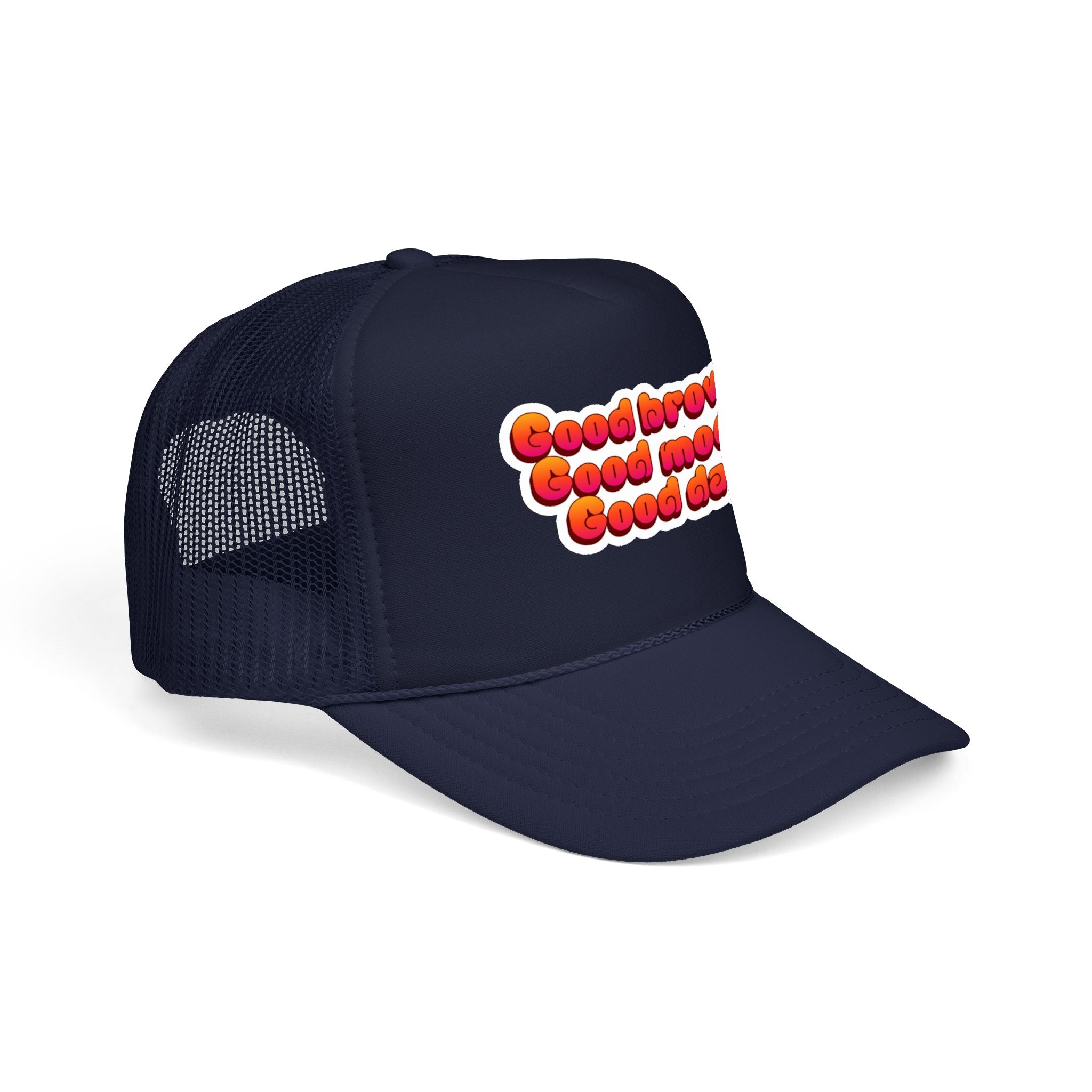 Trucker Hat — "Good Brows Good Mood Good Day" Retro Patch Cap
