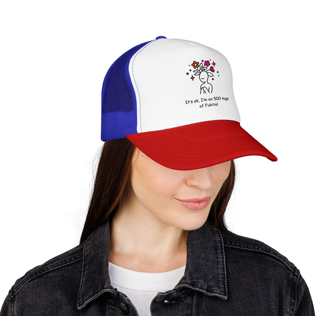 Trucker Hat — Floral Skull Foam Trucker Hat