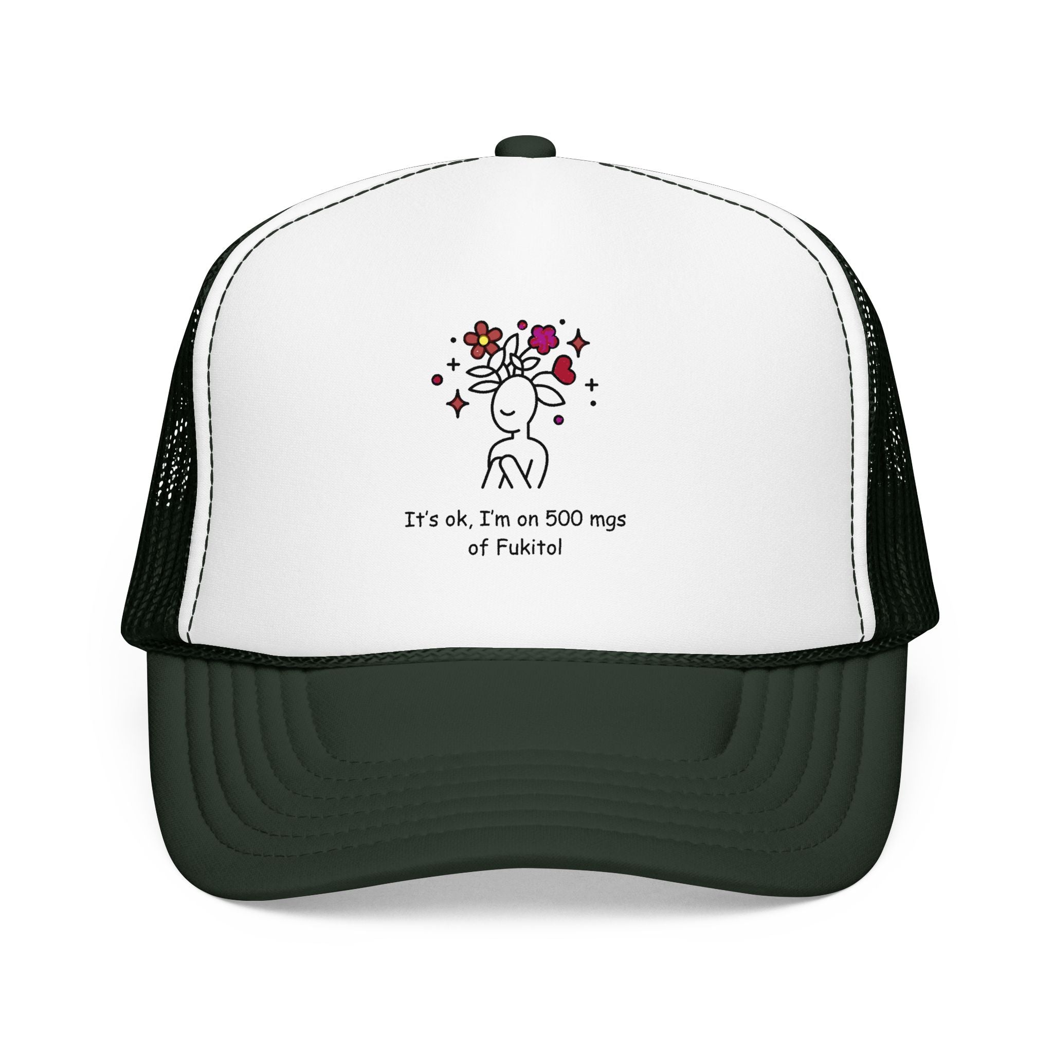 Trucker Hat — Floral Skull Foam Trucker Hat