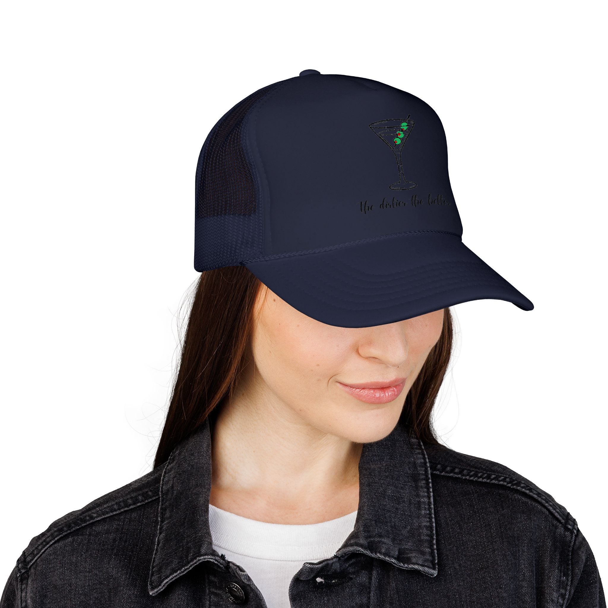 Martini Foam Trucker Hat — 'The Drink Up Butter' Vintage Cocktail Mesh Cap