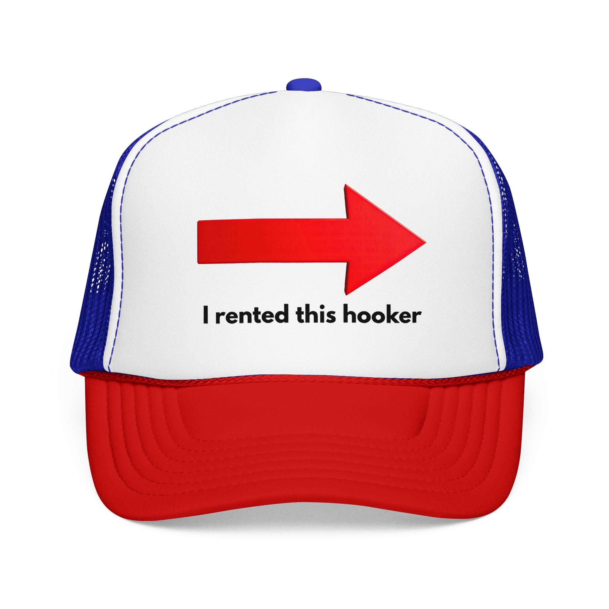 Arrow Trucker Hat — Bold Red Right-Pointing Foam Cap