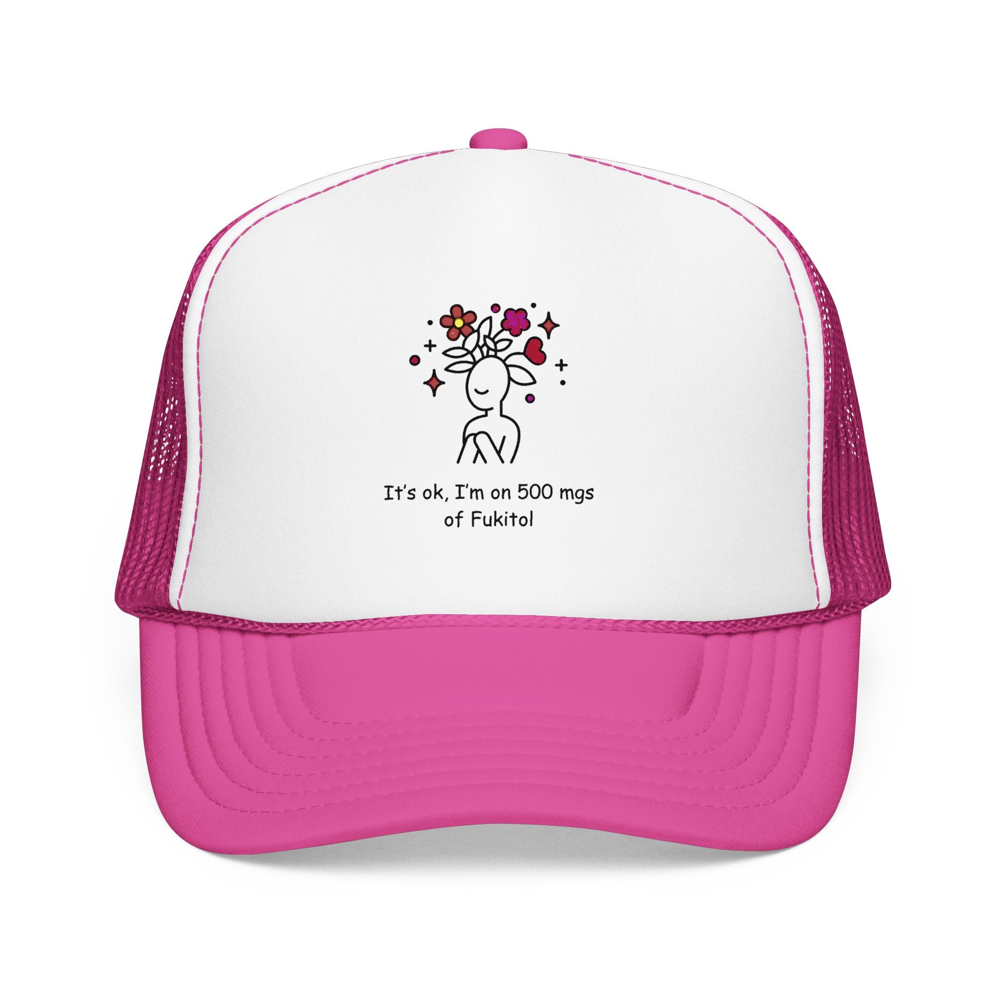 Trucker Hat — Floral Skull Foam Trucker Hat