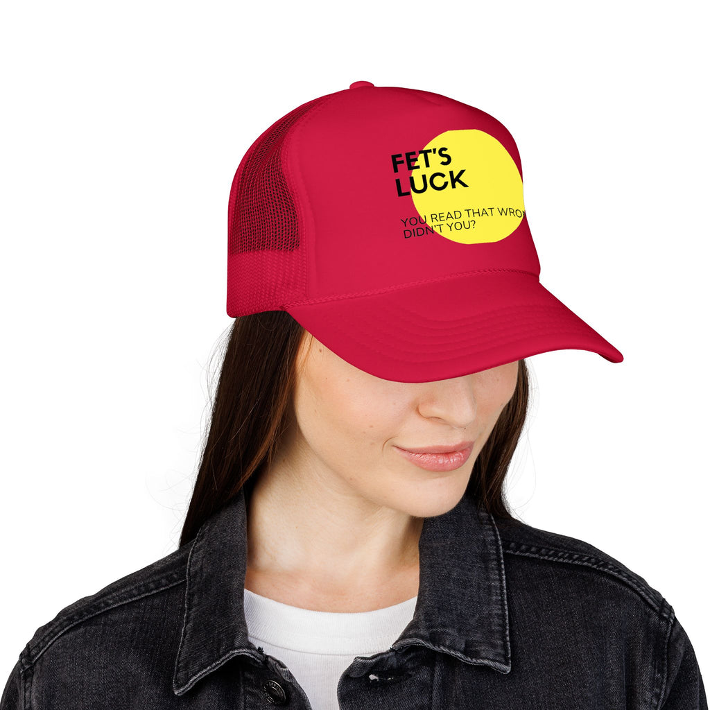 Trucker Hat — 'Let's Luck' Yellow Dot Funny Optical Illusion Cap