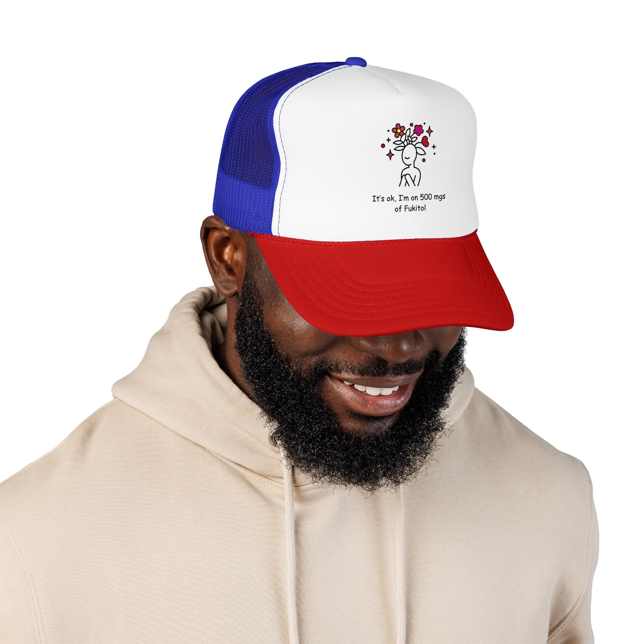 Trucker Hat — Floral Skull Foam Trucker Hat