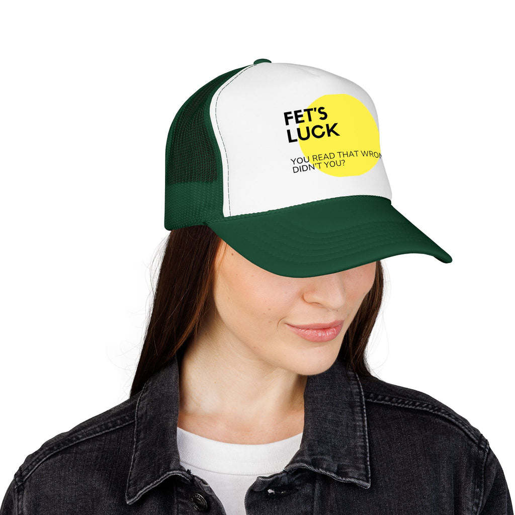 Trucker Hat — 'Let's Luck' Yellow Dot Funny Optical Illusion Cap