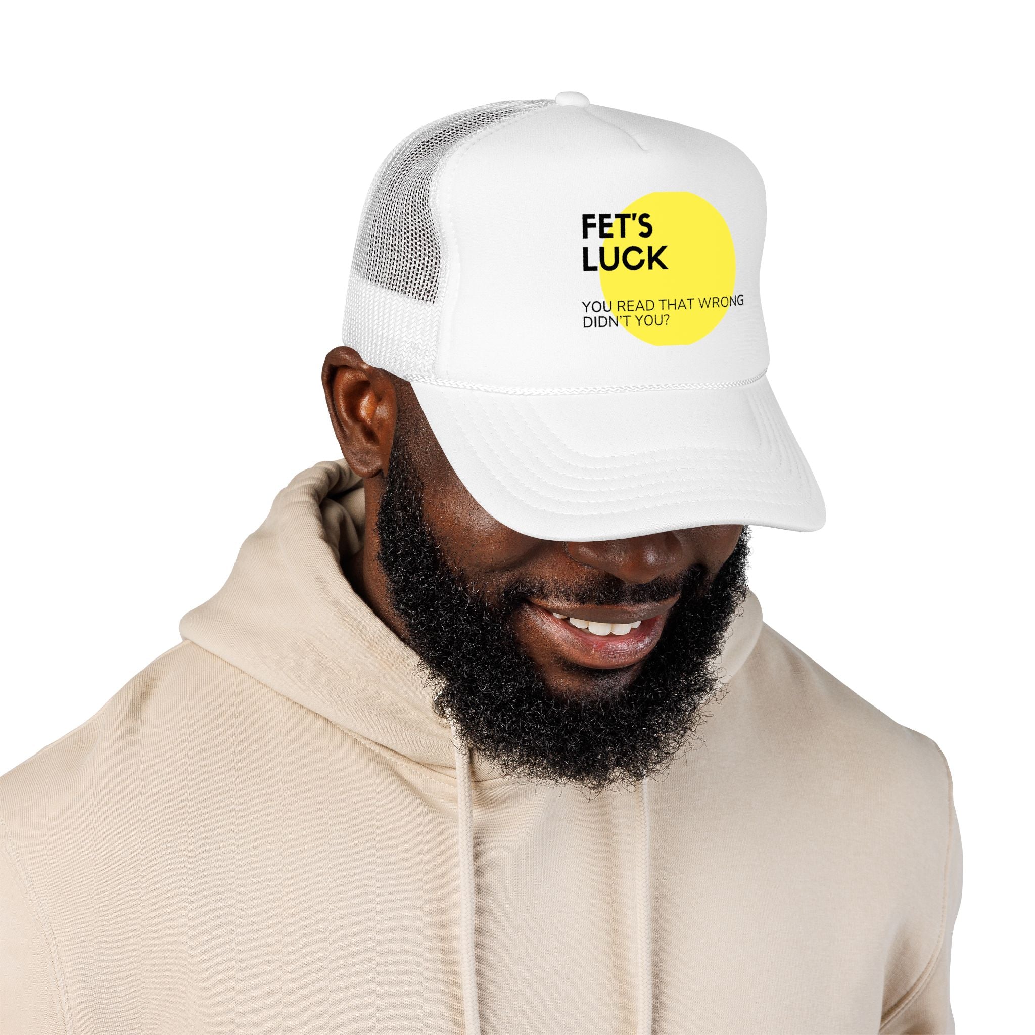 Trucker Hat — 'Let's Luck' Yellow Dot Funny Optical Illusion Cap