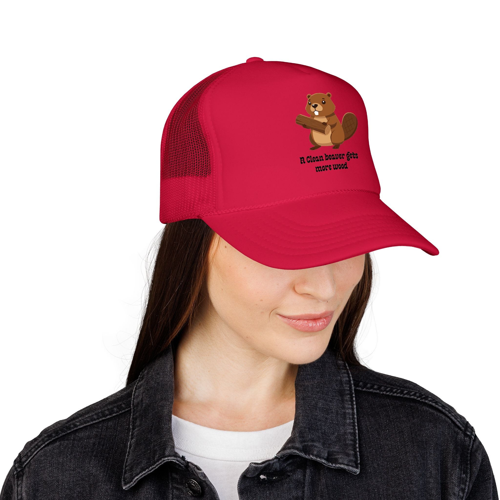 Beaver Graphic Trucker Hat — Cute Woodland Animal Foam Cap