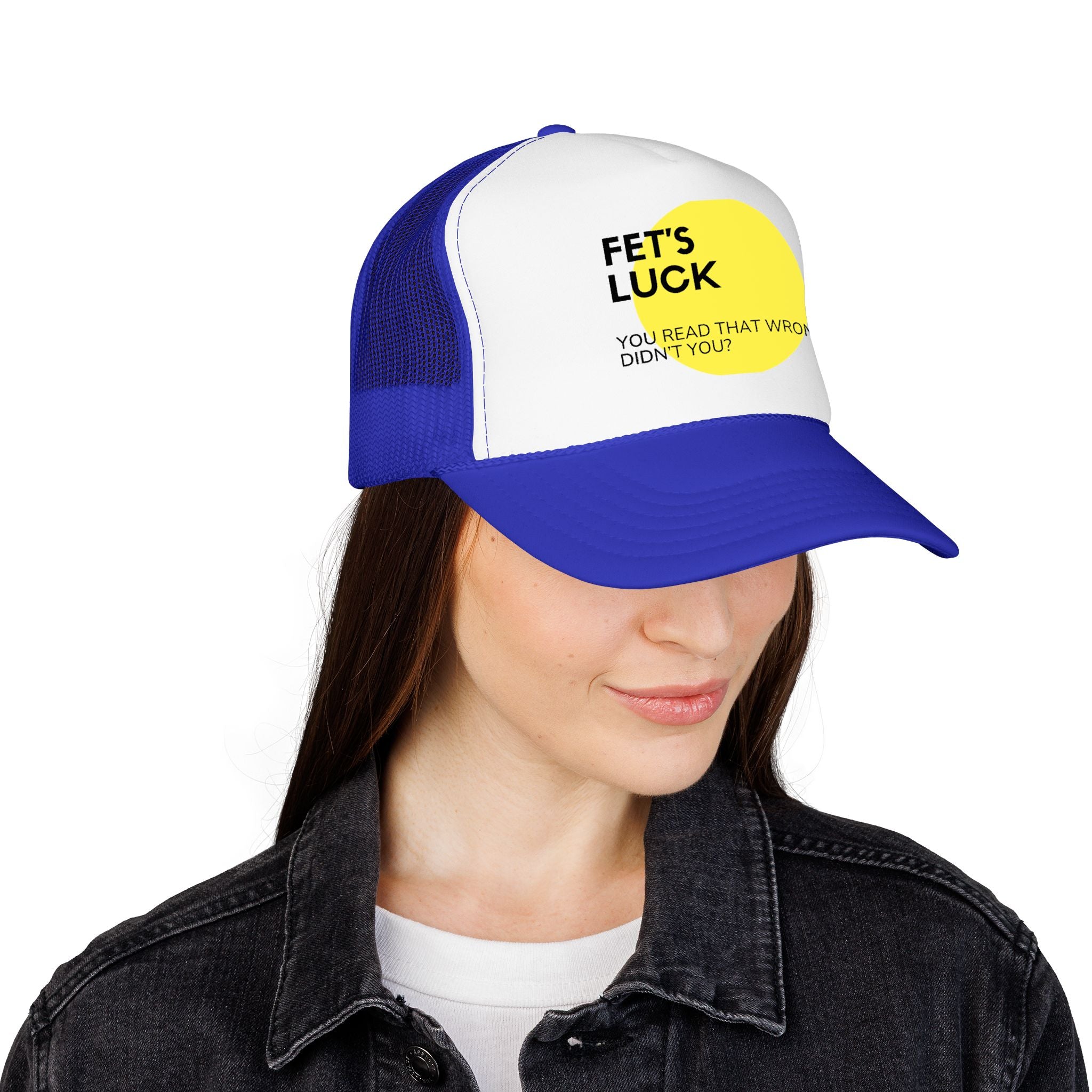 Trucker Hat — 'Let's Luck' Yellow Dot Funny Optical Illusion Cap