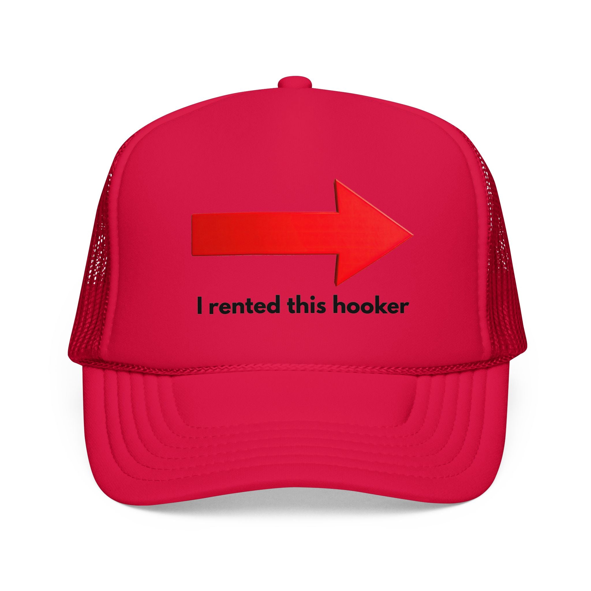 Arrow Trucker Hat — Bold Red Right-Pointing Foam Cap