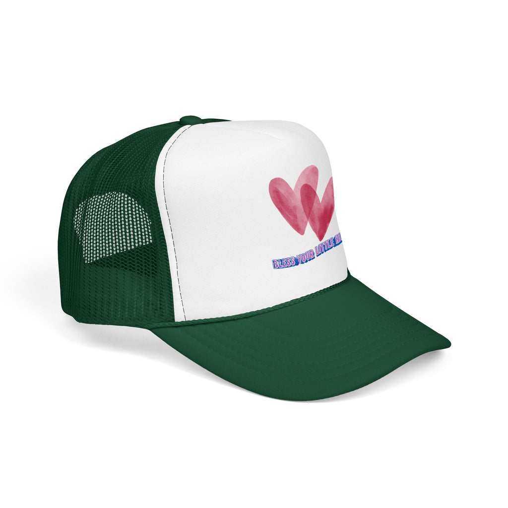 Trucker Hat - 'Bless Your Little Heart' Pink Watercolor Hearts