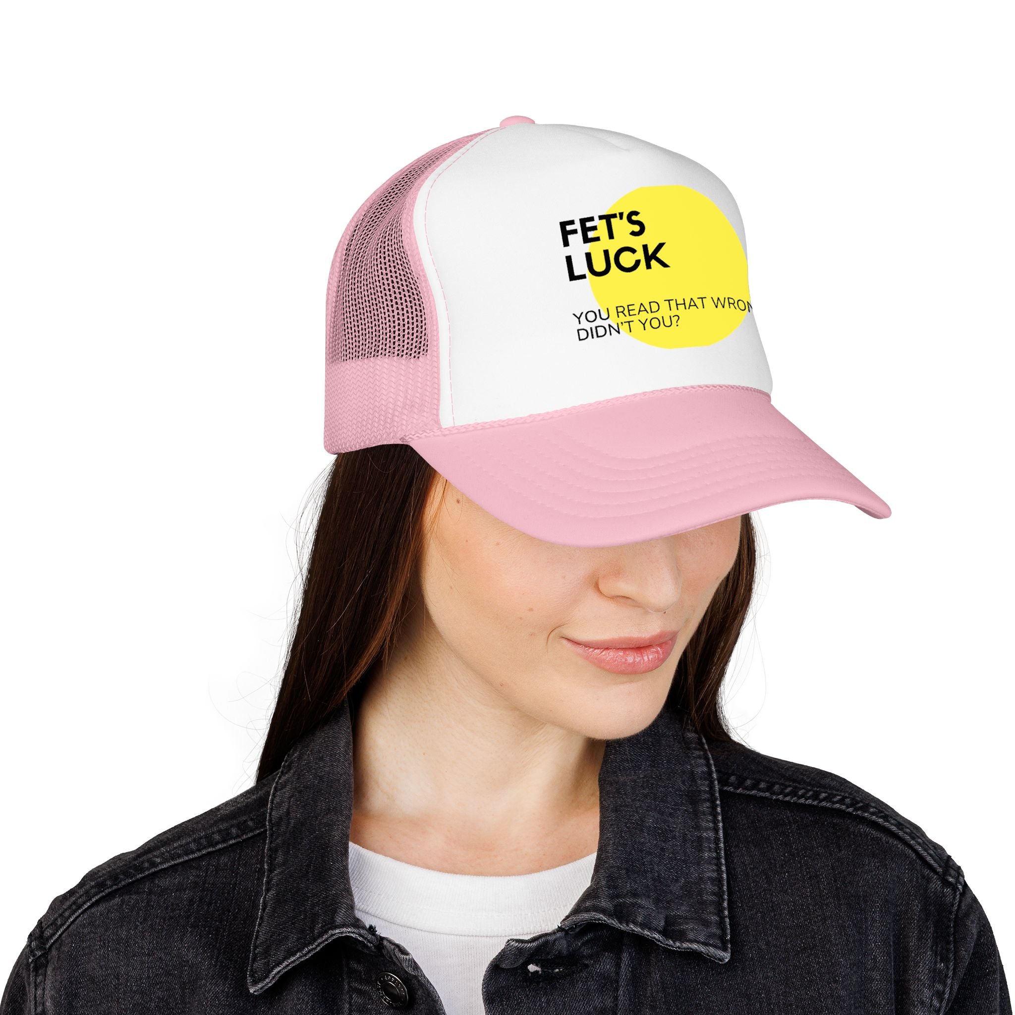 Trucker Hat — 'Let's Luck' Yellow Dot Funny Optical Illusion Cap