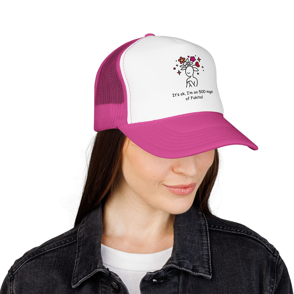 Trucker Hat — Floral Skull Foam Trucker Hat