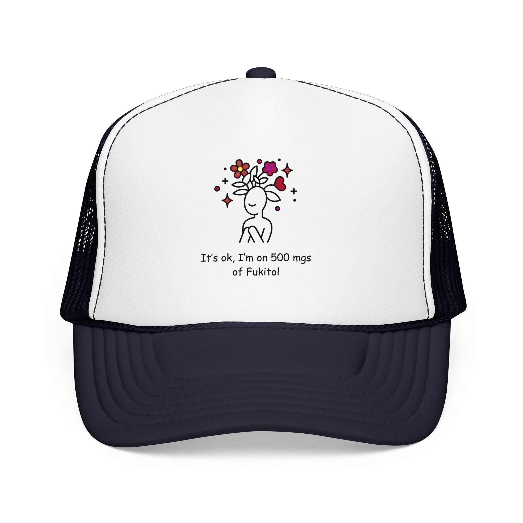 Trucker Hat — Floral Skull Foam Trucker Hat