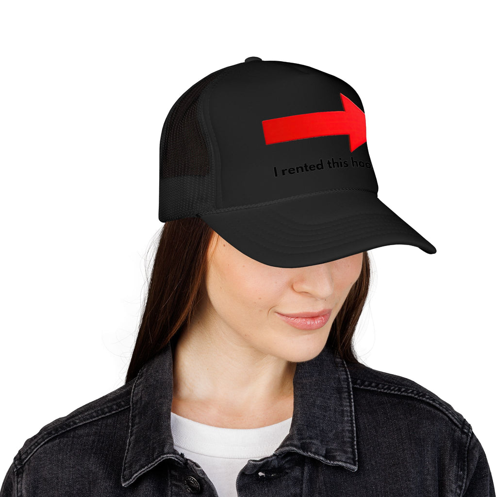 Arrow Trucker Hat — Bold Red Right-Pointing Foam Cap
