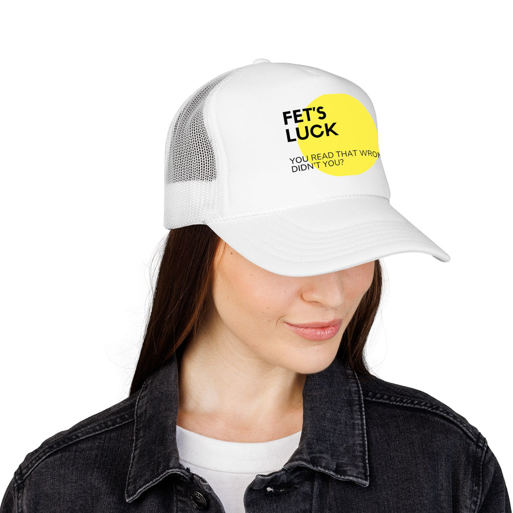 Trucker Hat — 'Let's Luck' Yellow Dot Funny Optical Illusion Cap
