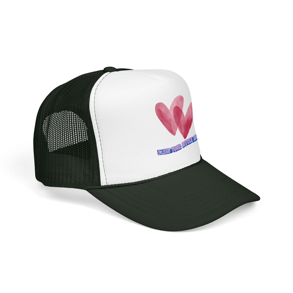 Trucker Hat - 'Bless Your Little Heart' Pink Watercolor Hearts