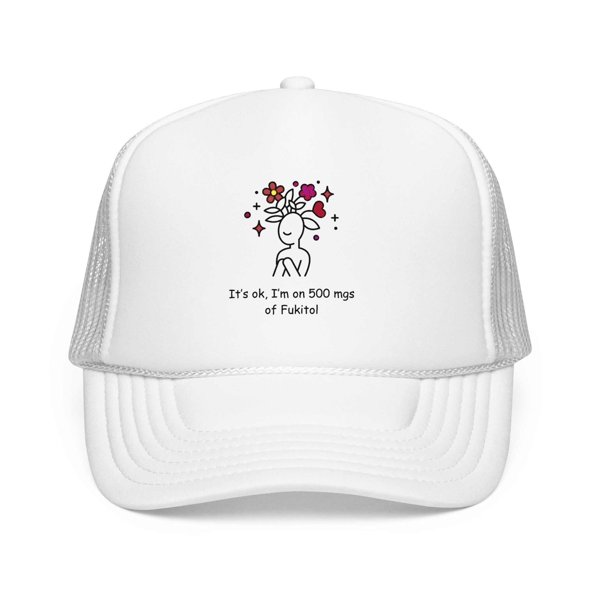 Trucker Hat — Floral Skull Foam Trucker Hat