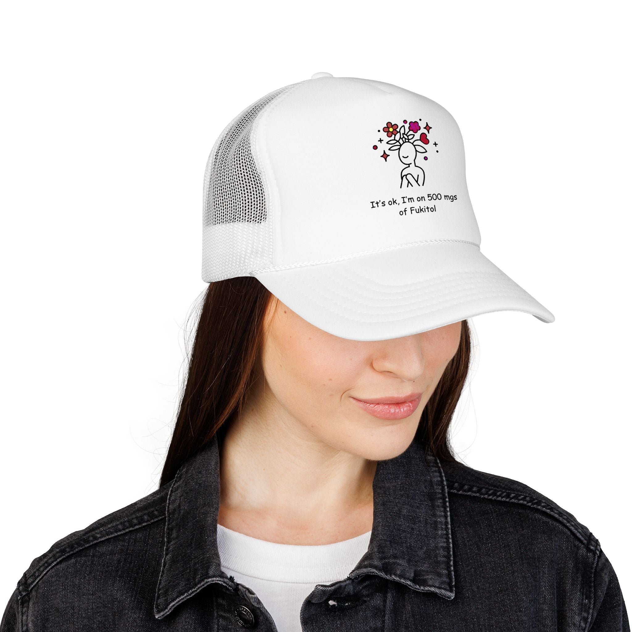 Trucker Hat — Floral Skull Foam Trucker Hat