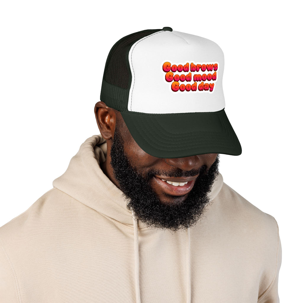 Trucker Hat — "Good Brows Good Mood Good Day" Retro Patch Cap