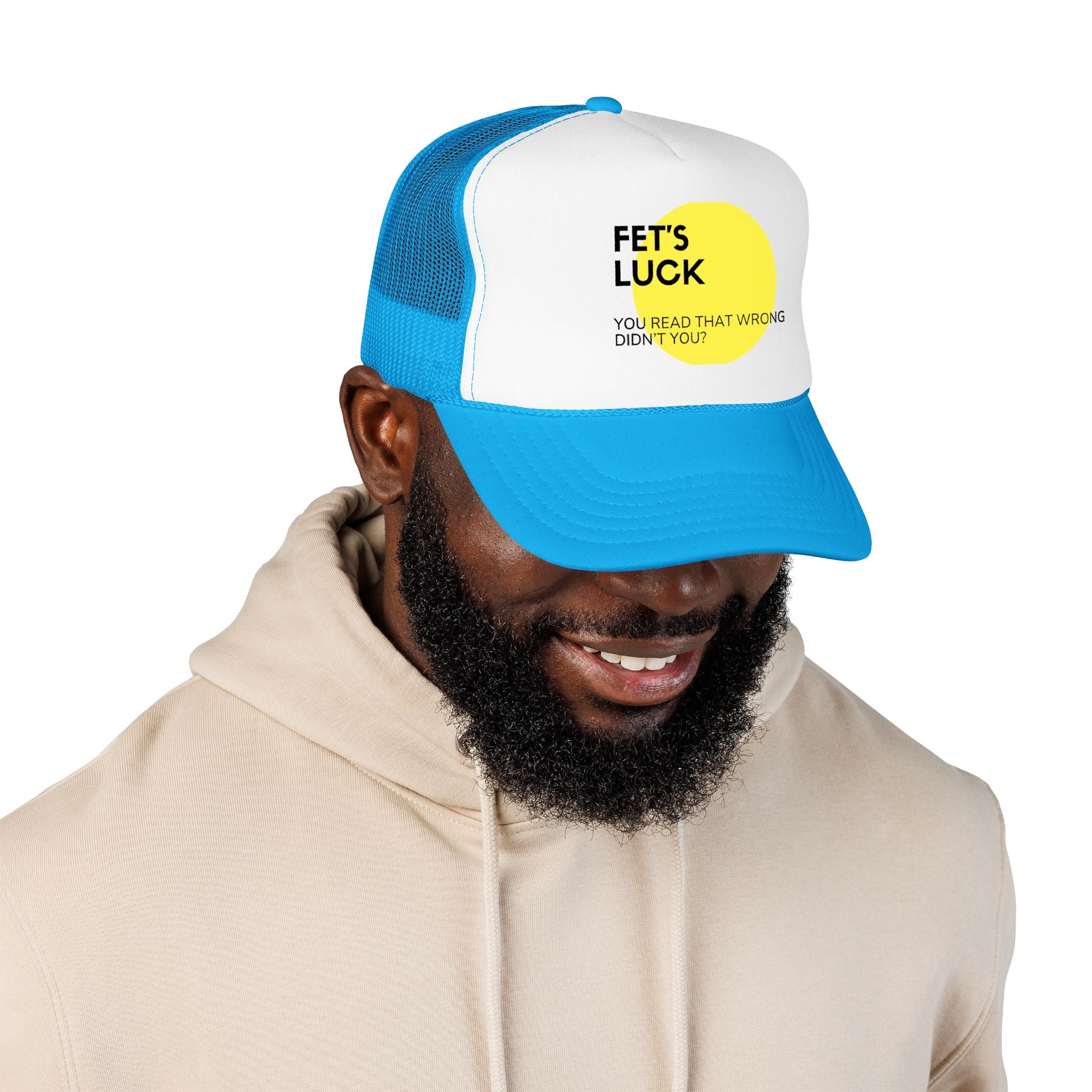 Trucker Hat — 'Let's Luck' Yellow Dot Funny Optical Illusion Cap