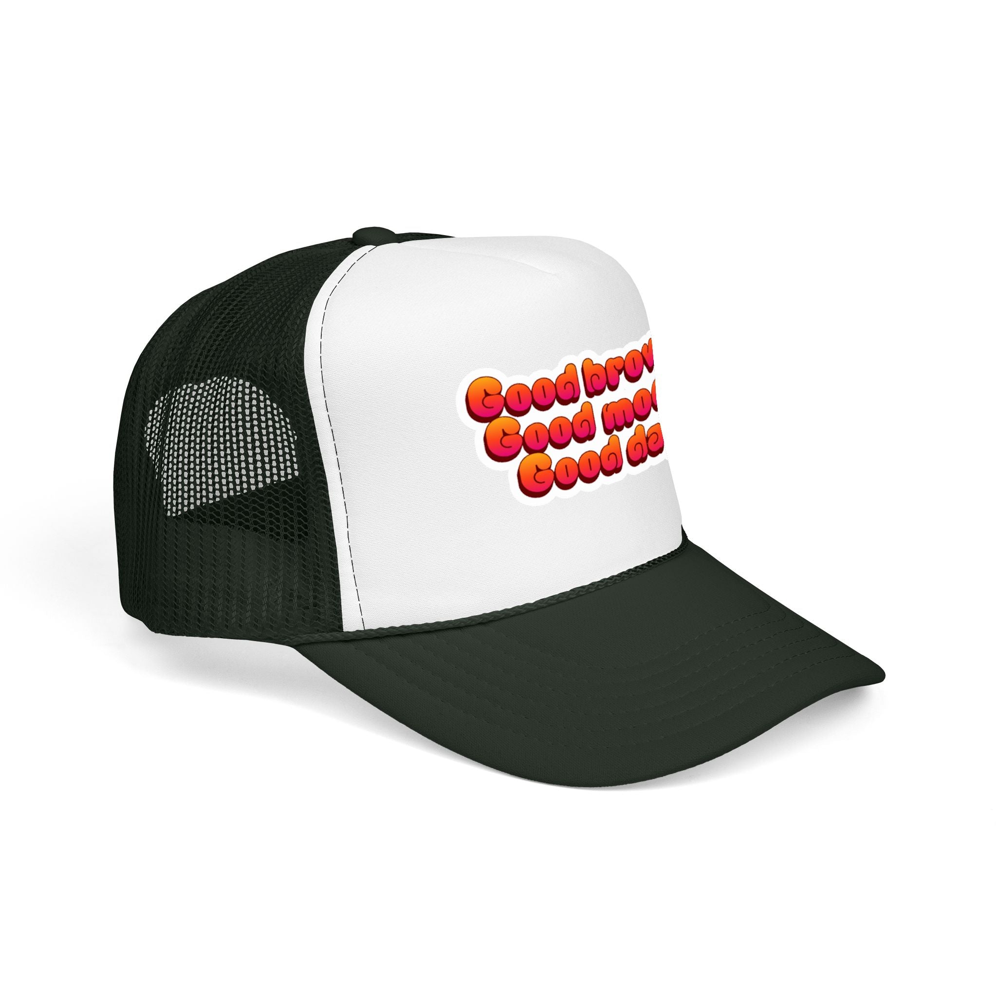Trucker Hat — "Good Brows Good Mood Good Day" Retro Patch Cap