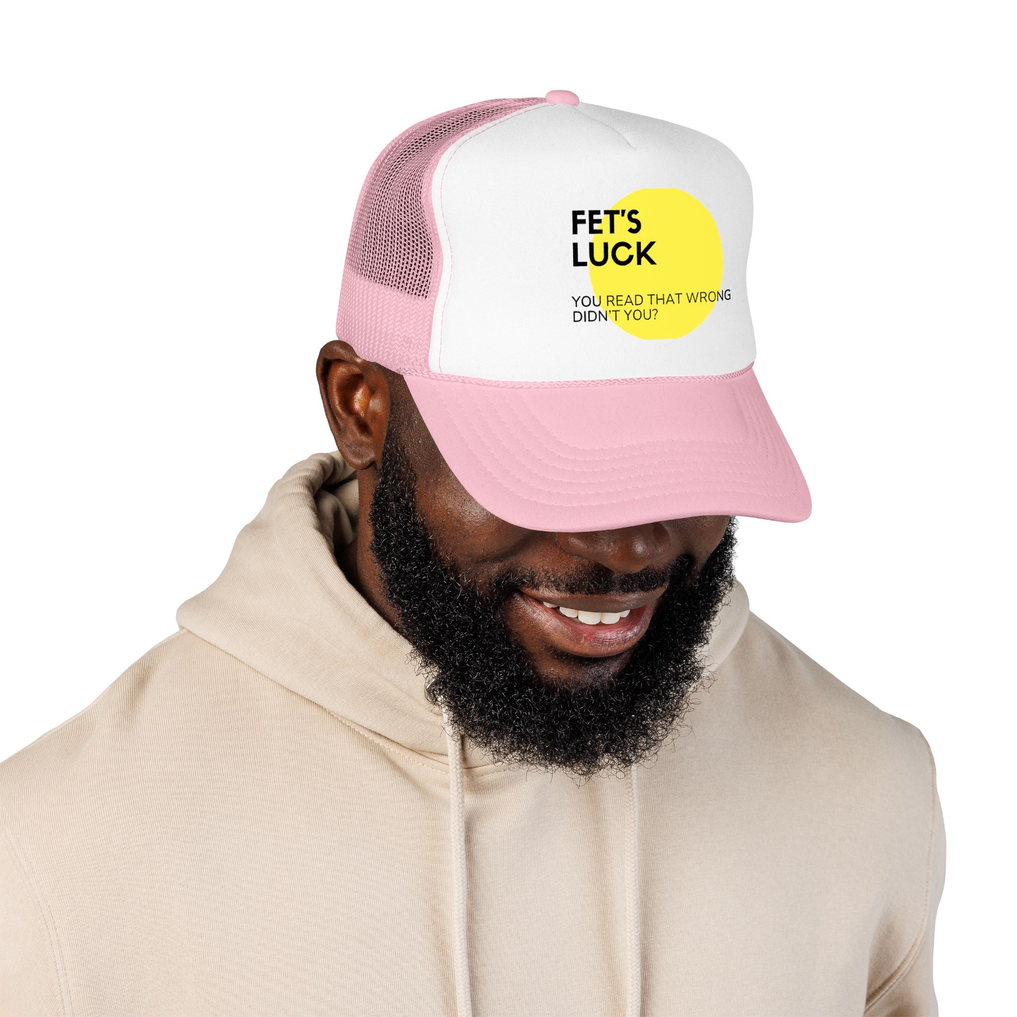 Trucker Hat — 'Let's Luck' Yellow Dot Funny Optical Illusion Cap
