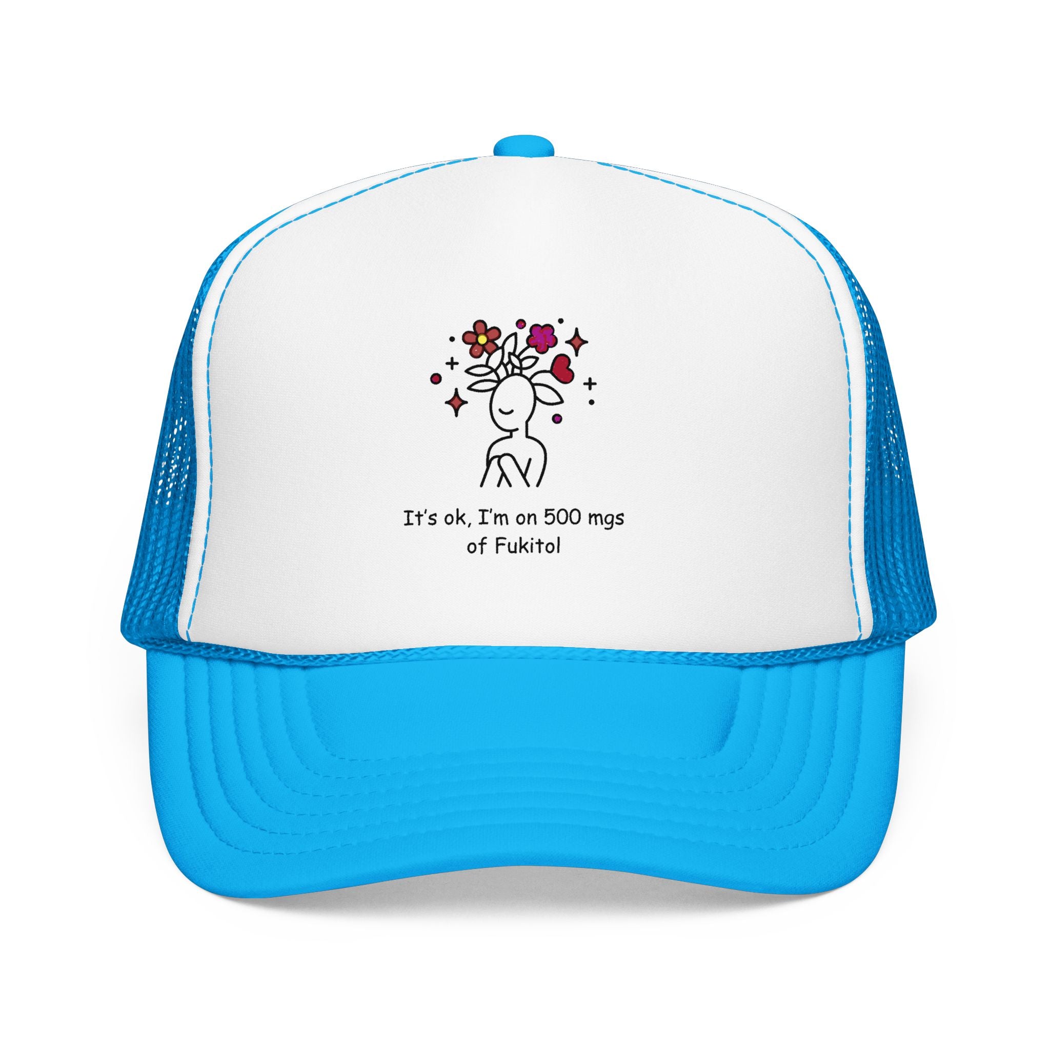 Trucker Hat — Floral Skull Foam Trucker Hat