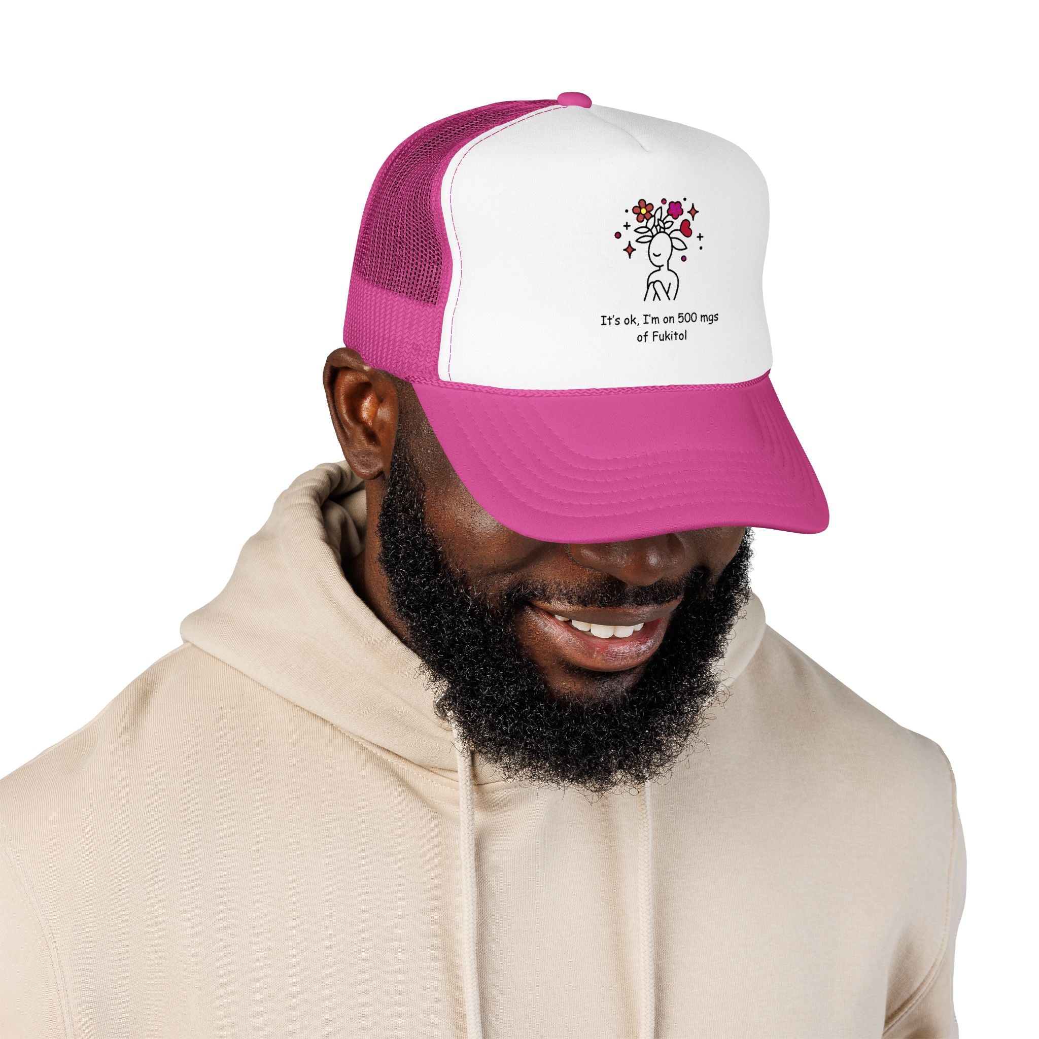 Trucker Hat — Floral Skull Foam Trucker Hat