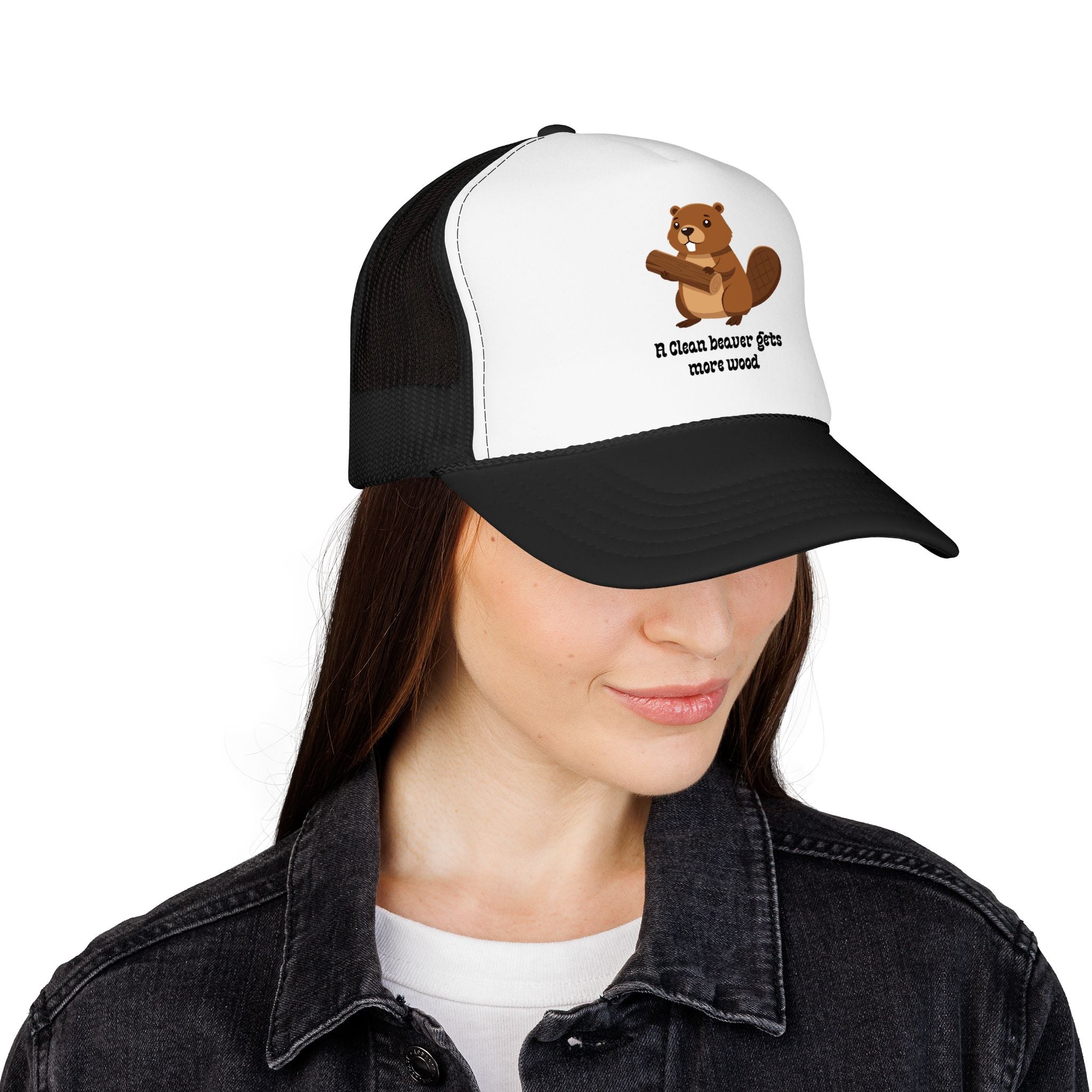 Beaver Graphic Trucker Hat — Cute Woodland Animal Foam Cap