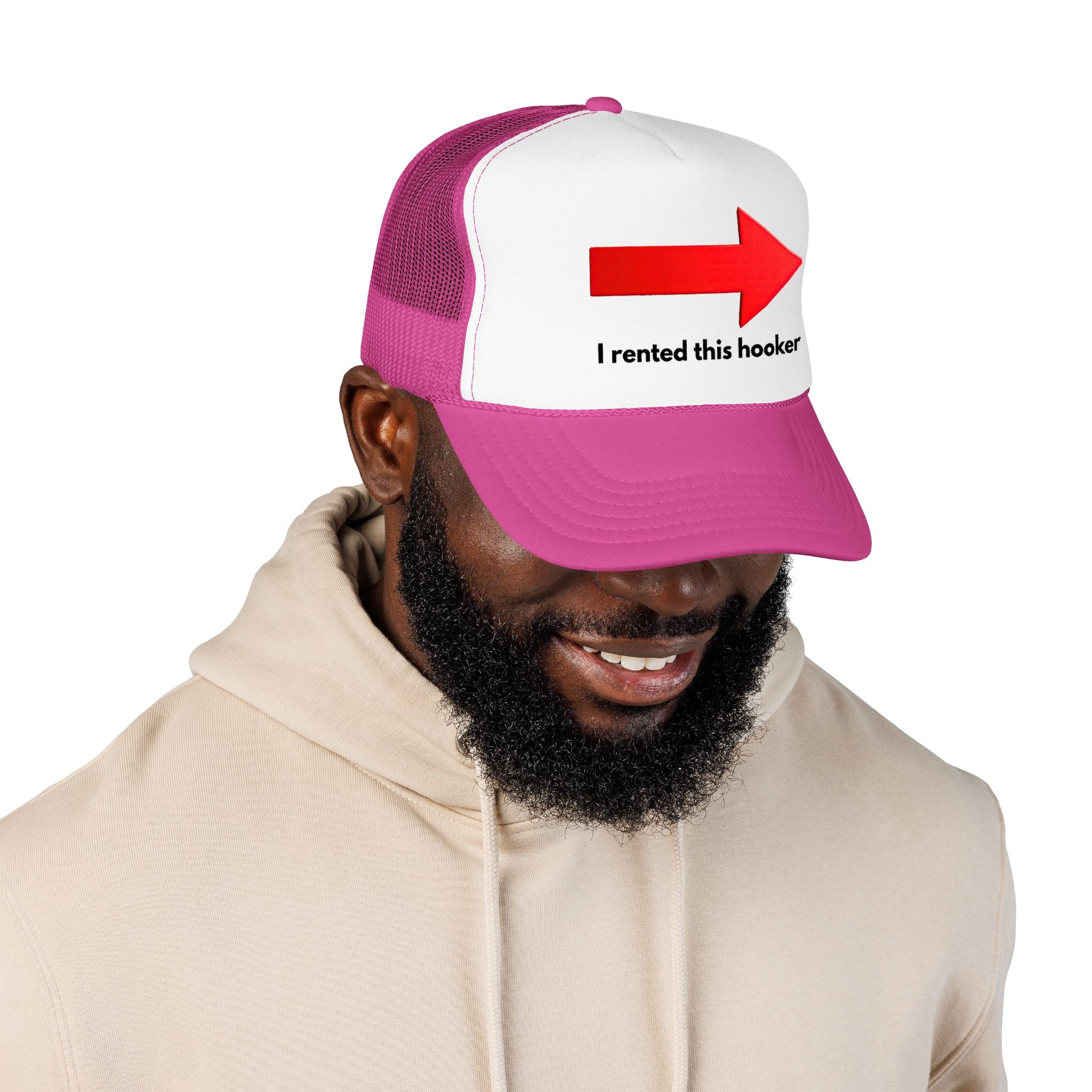 Arrow Trucker Hat — Bold Red Right-Pointing Foam Cap