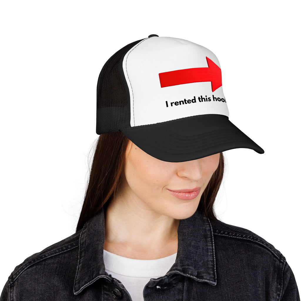 Arrow Trucker Hat — Bold Red Right-Pointing Foam Cap