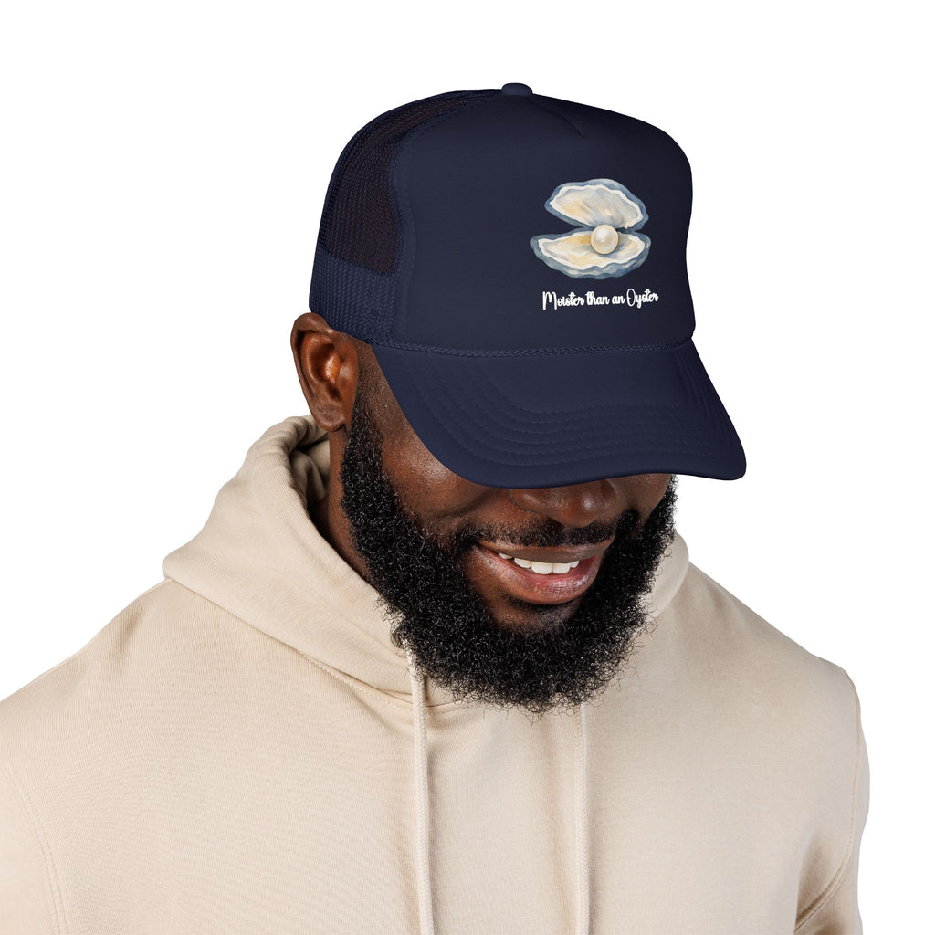 Oyster Pearl Trucker Hat — "Made from an Oyster" Beachy Foam Cap
