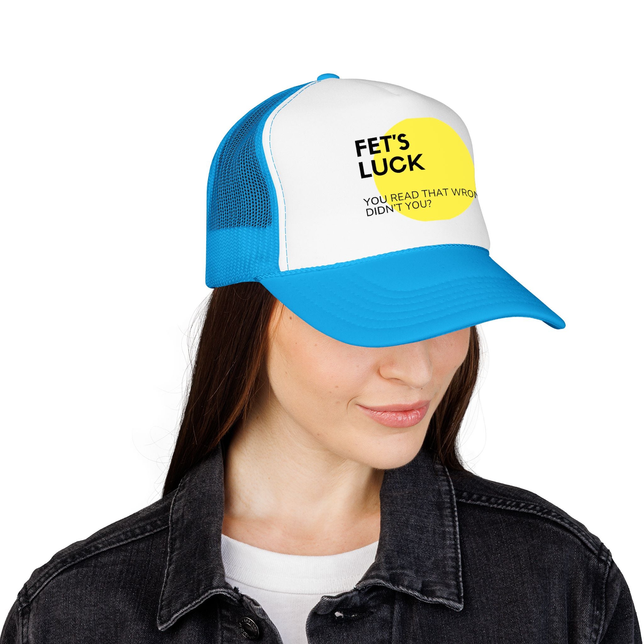 Trucker Hat — 'Let's Luck' Yellow Dot Funny Optical Illusion Cap