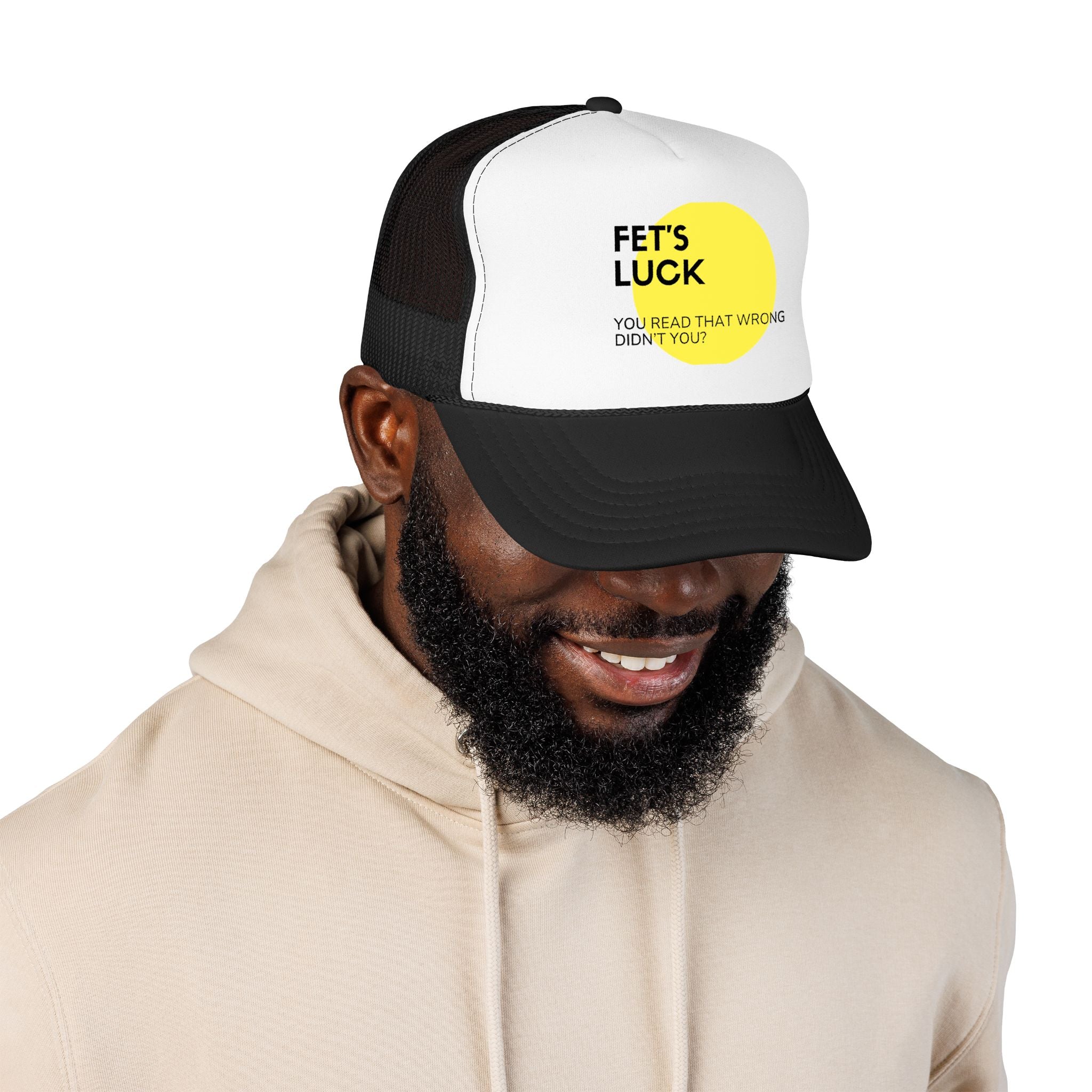 Trucker Hat — 'Let's Luck' Yellow Dot Funny Optical Illusion Cap
