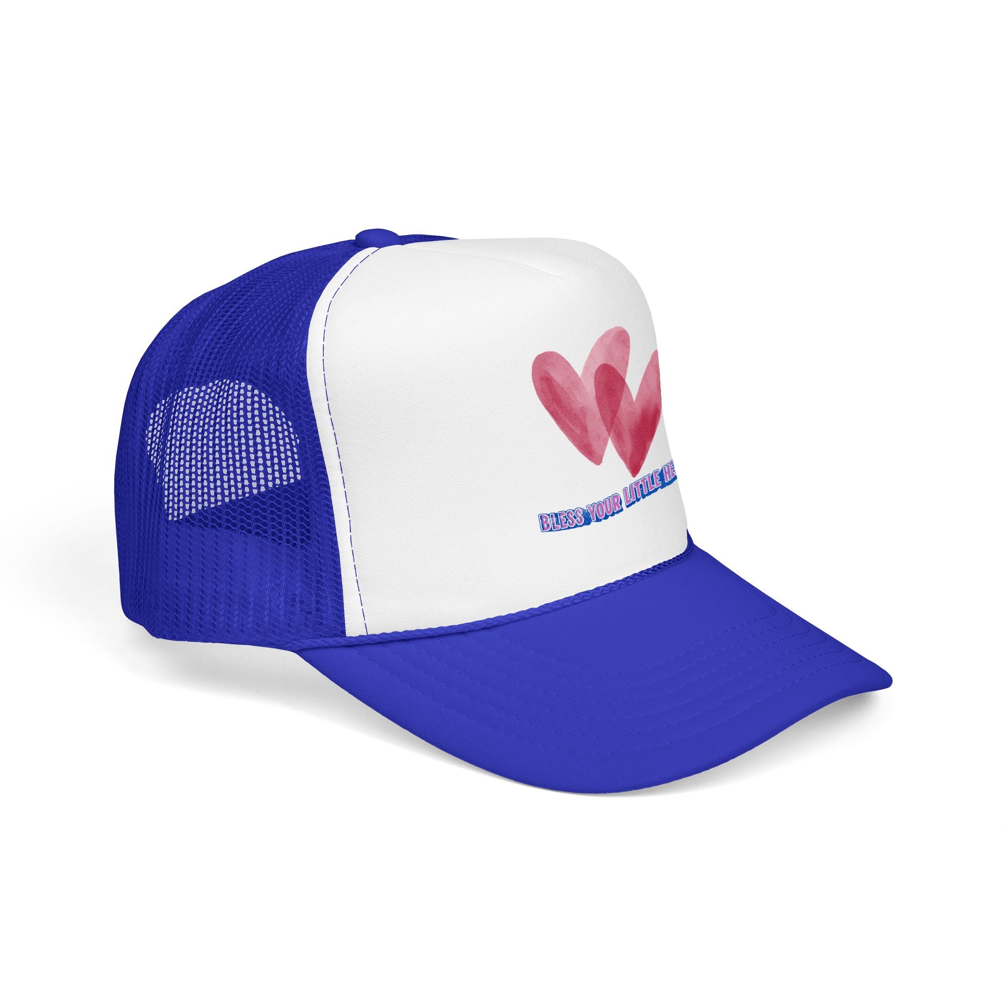 Trucker Hat - 'Bless Your Little Heart' Pink Watercolor Hearts