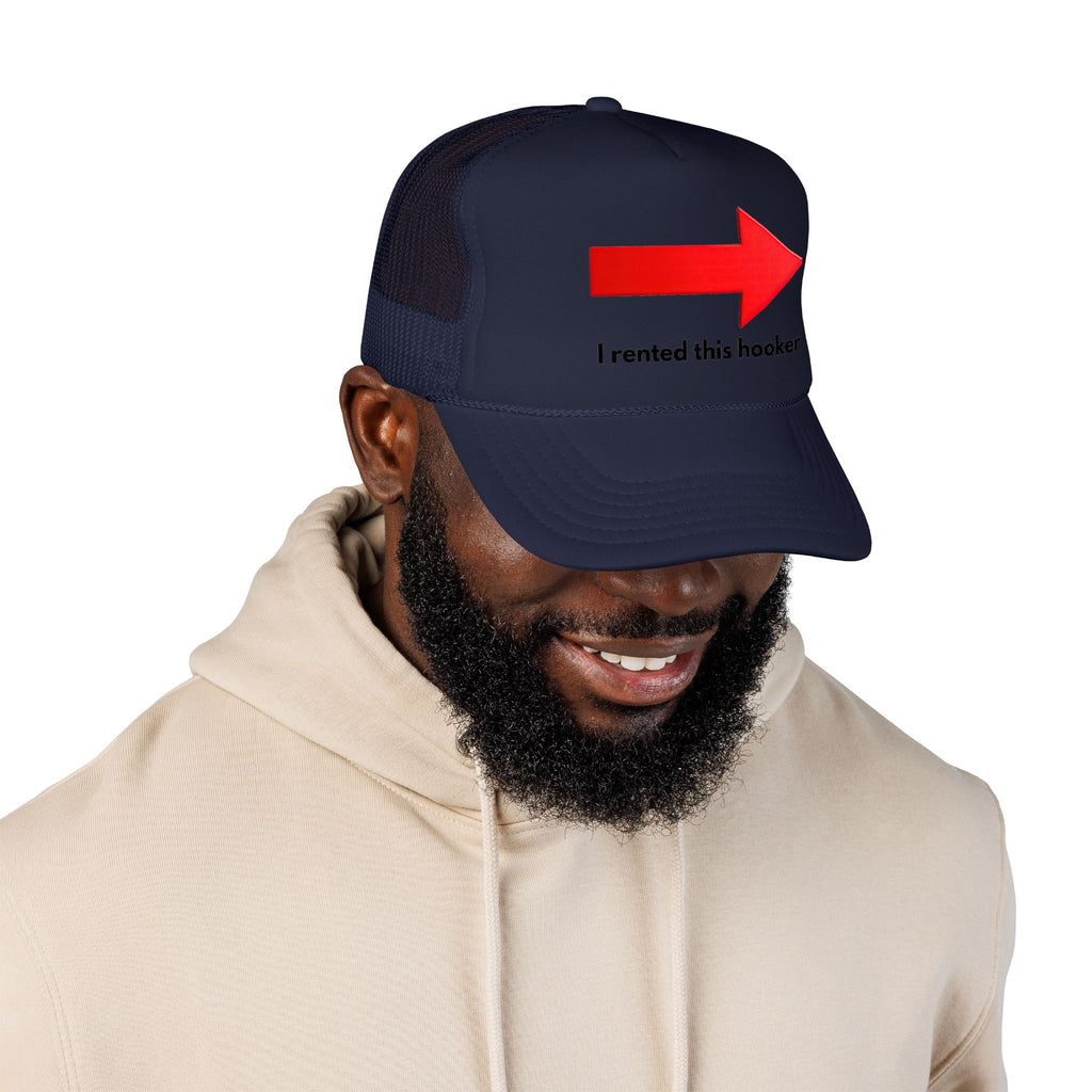 Arrow Trucker Hat — Bold Red Right-Pointing Foam Cap
