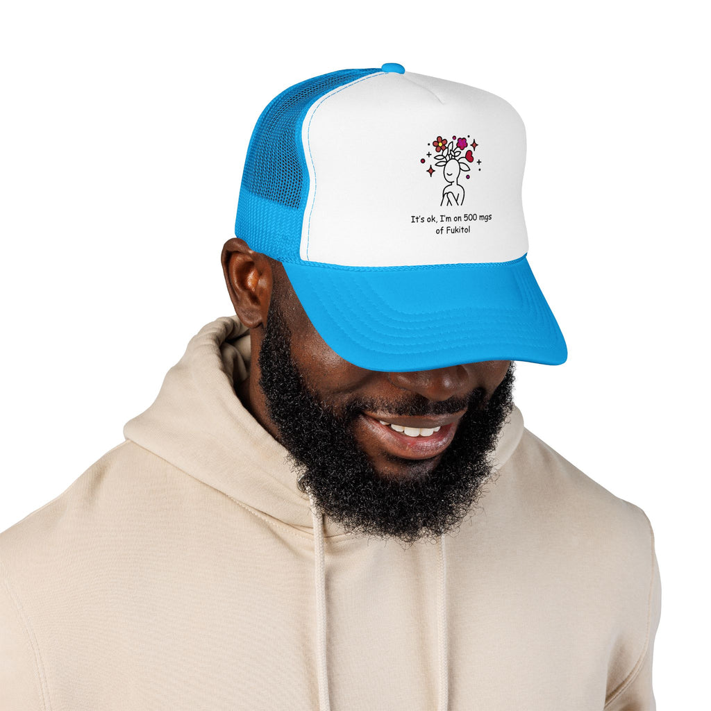 Trucker Hat — Floral Skull Foam Trucker Hat