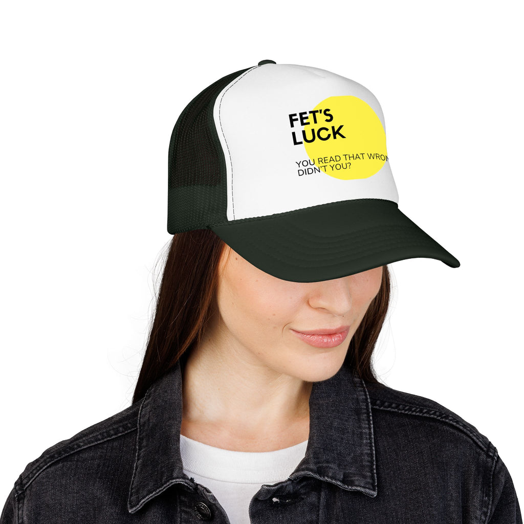 Trucker Hat — 'Let's Luck' Yellow Dot Funny Optical Illusion Cap