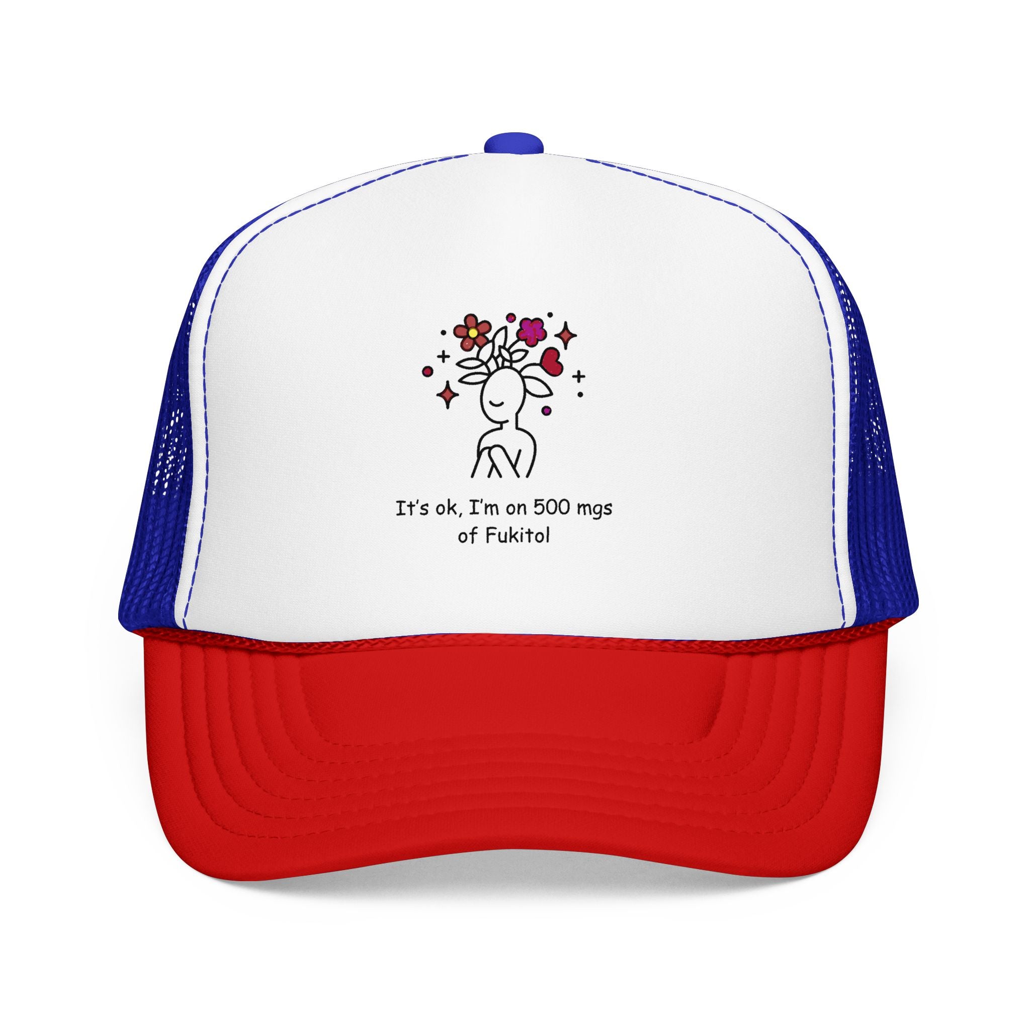 Trucker Hat — Floral Skull Foam Trucker Hat