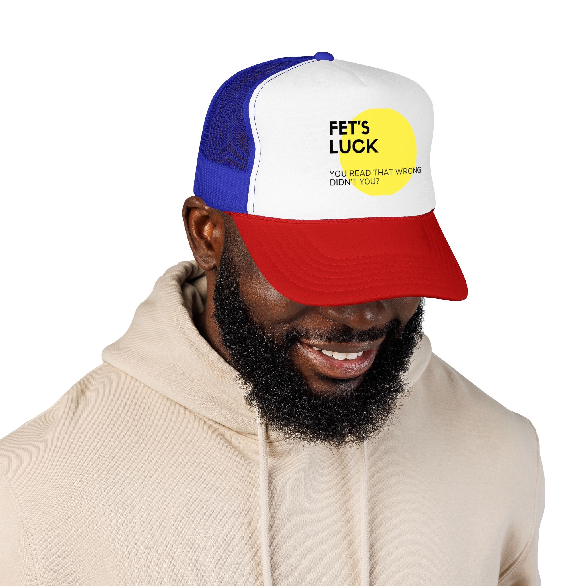 Trucker Hat — 'Let's Luck' Yellow Dot Funny Optical Illusion Cap
