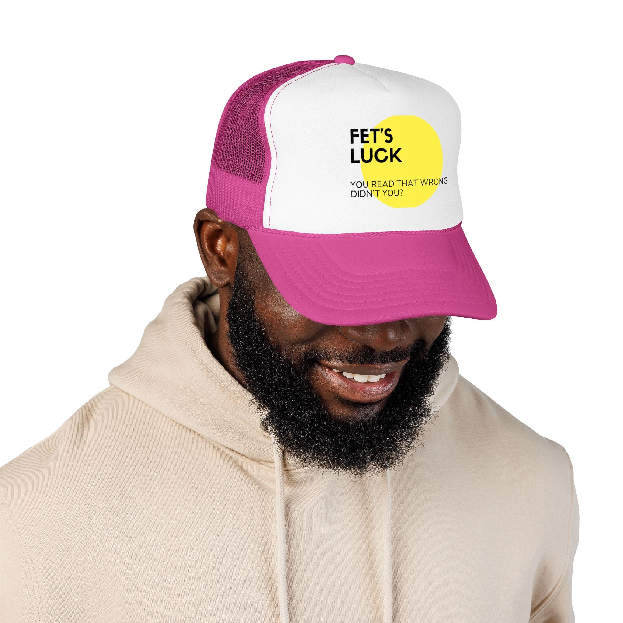 Trucker Hat — 'Let's Luck' Yellow Dot Funny Optical Illusion Cap