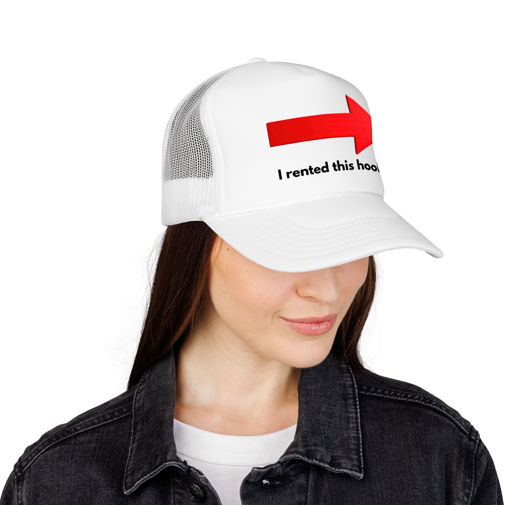 Arrow Trucker Hat — Bold Red Right-Pointing Foam Cap