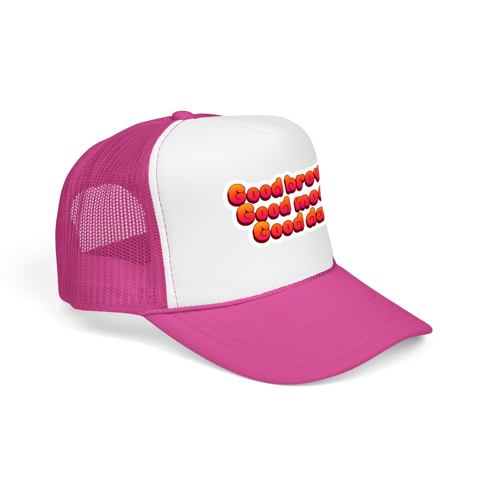 Trucker Hat — "Good Brows Good Mood Good Day" Retro Patch Cap