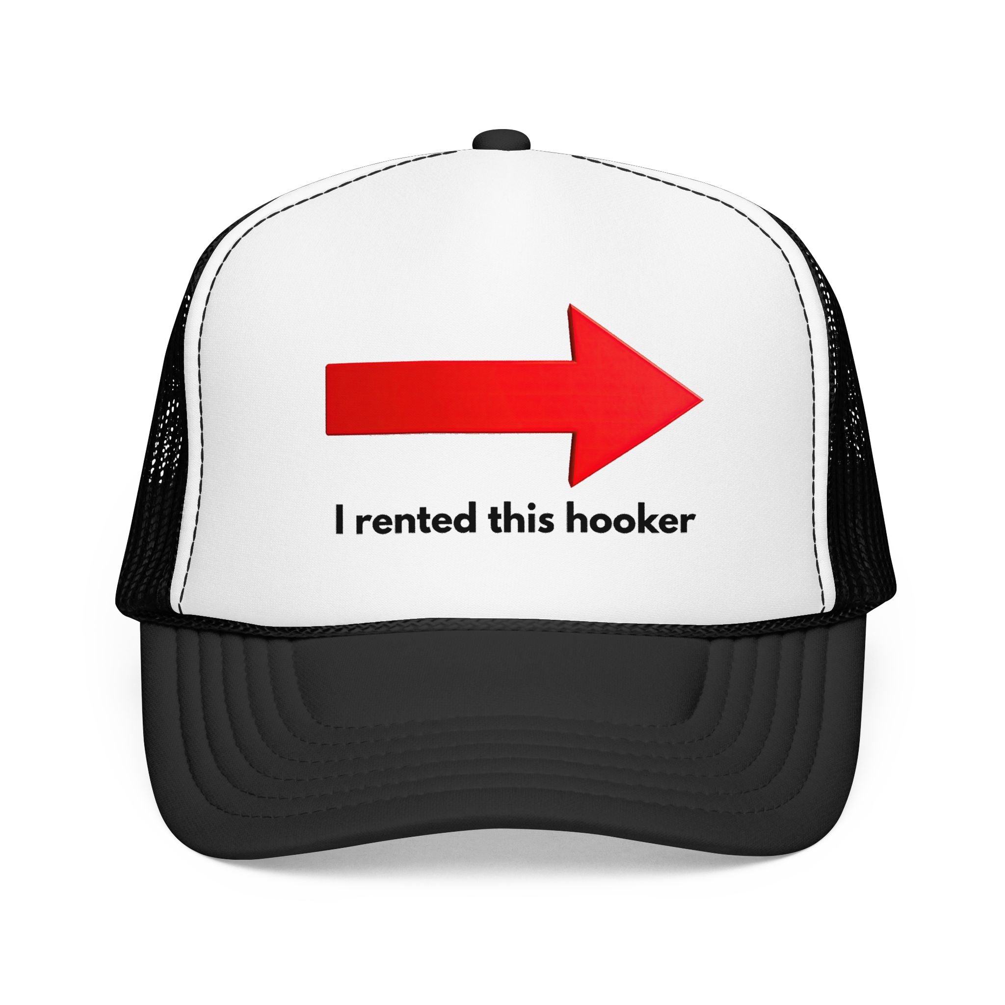 Arrow Trucker Hat — Bold Red Right-Pointing Foam Cap