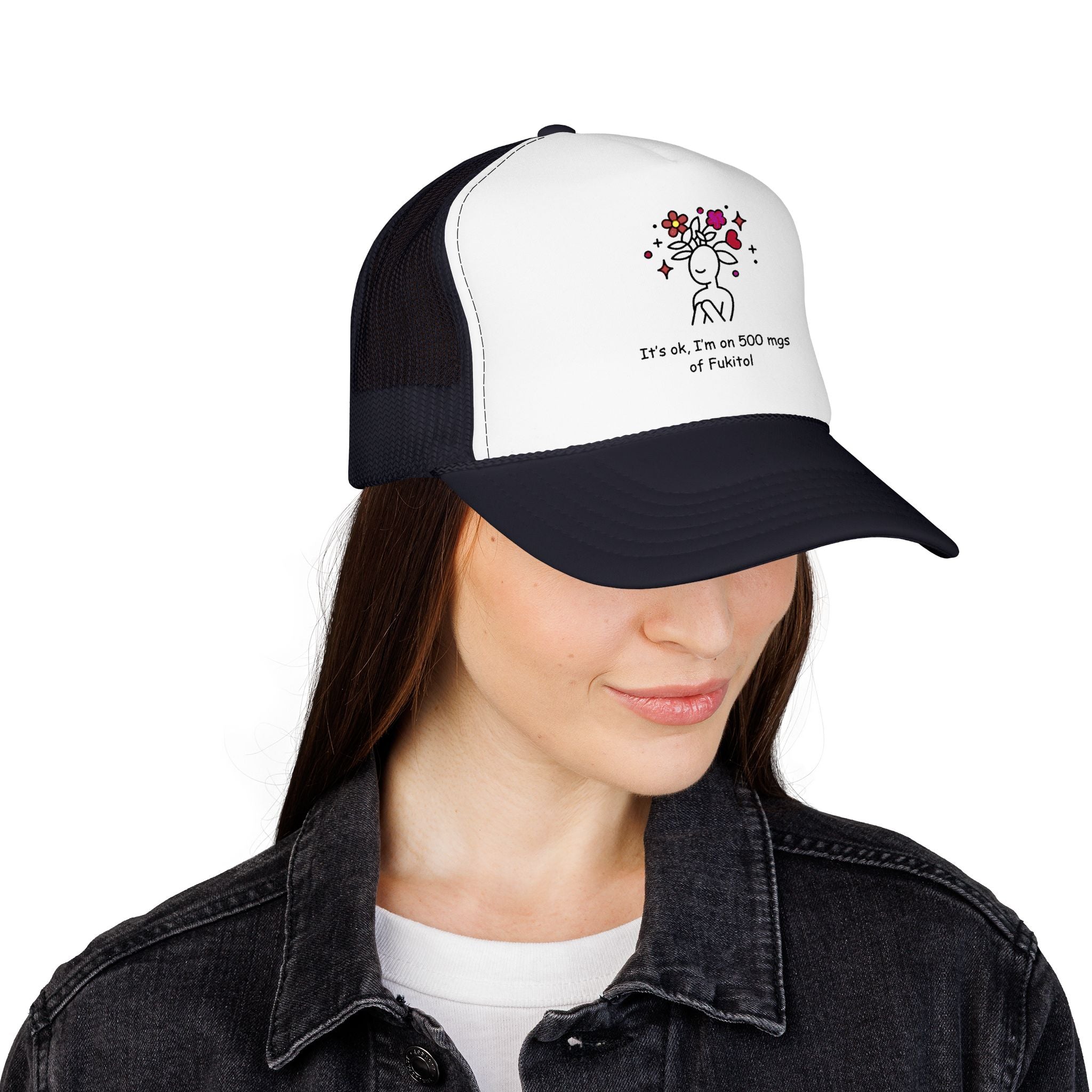 Trucker Hat — Floral Skull Foam Trucker Hat