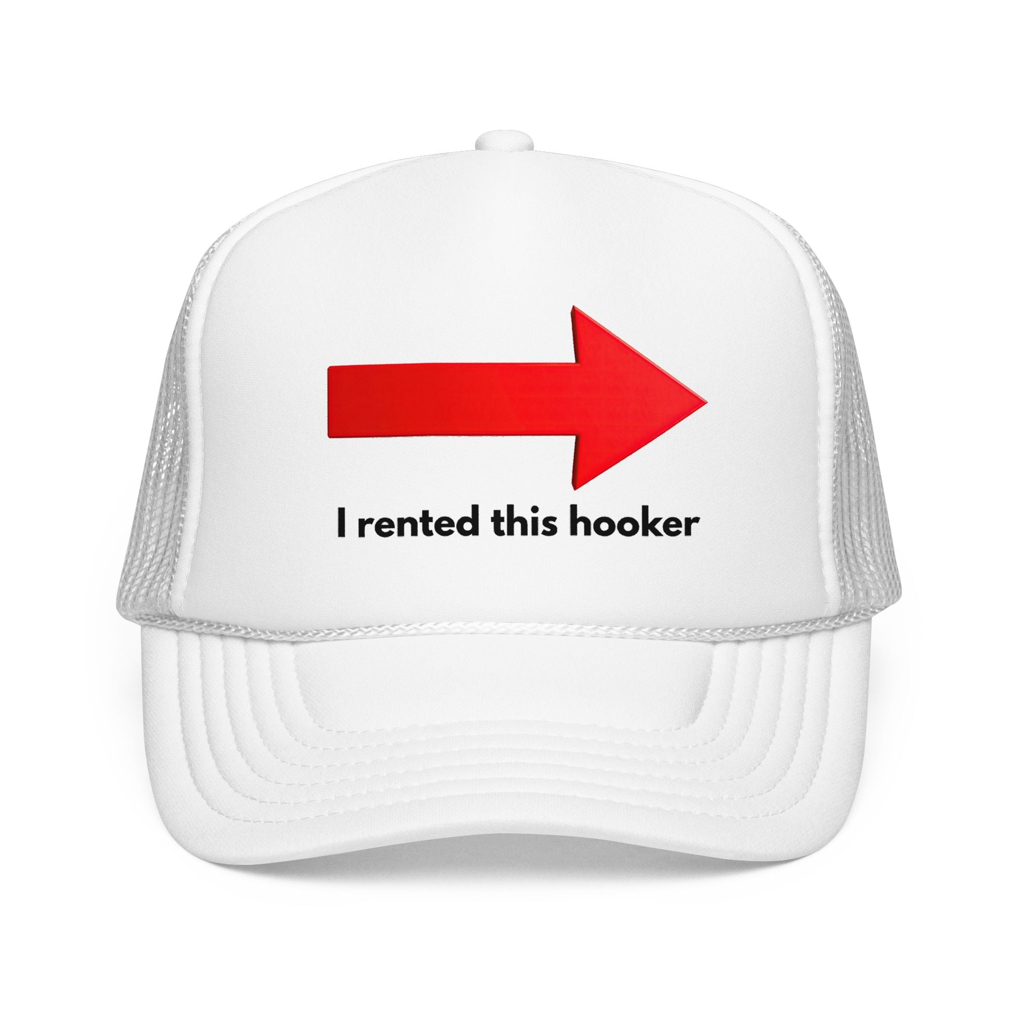 Arrow Trucker Hat — Bold Red Right-Pointing Foam Cap