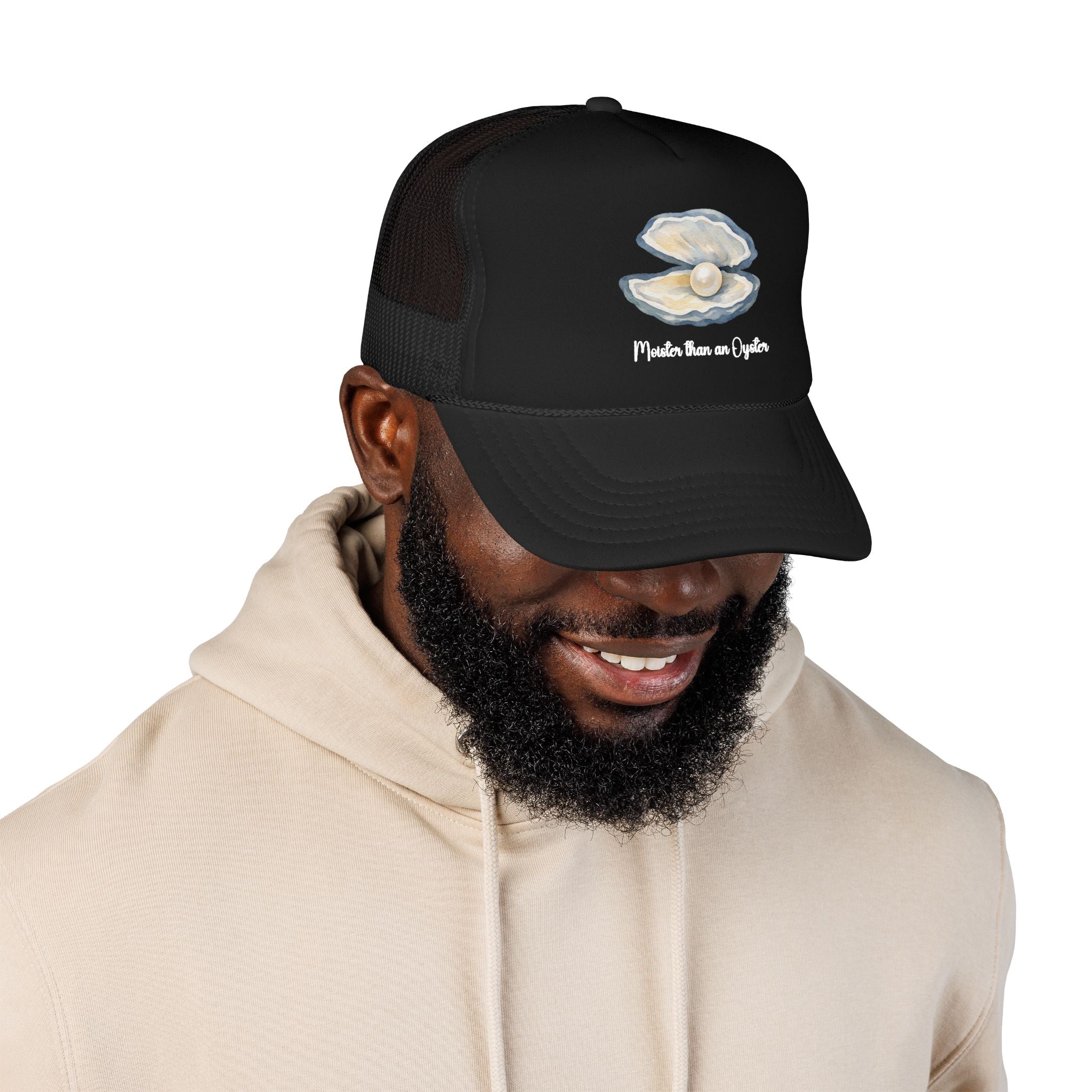 Oyster Pearl Trucker Hat — "Made from an Oyster" Beachy Foam Cap
