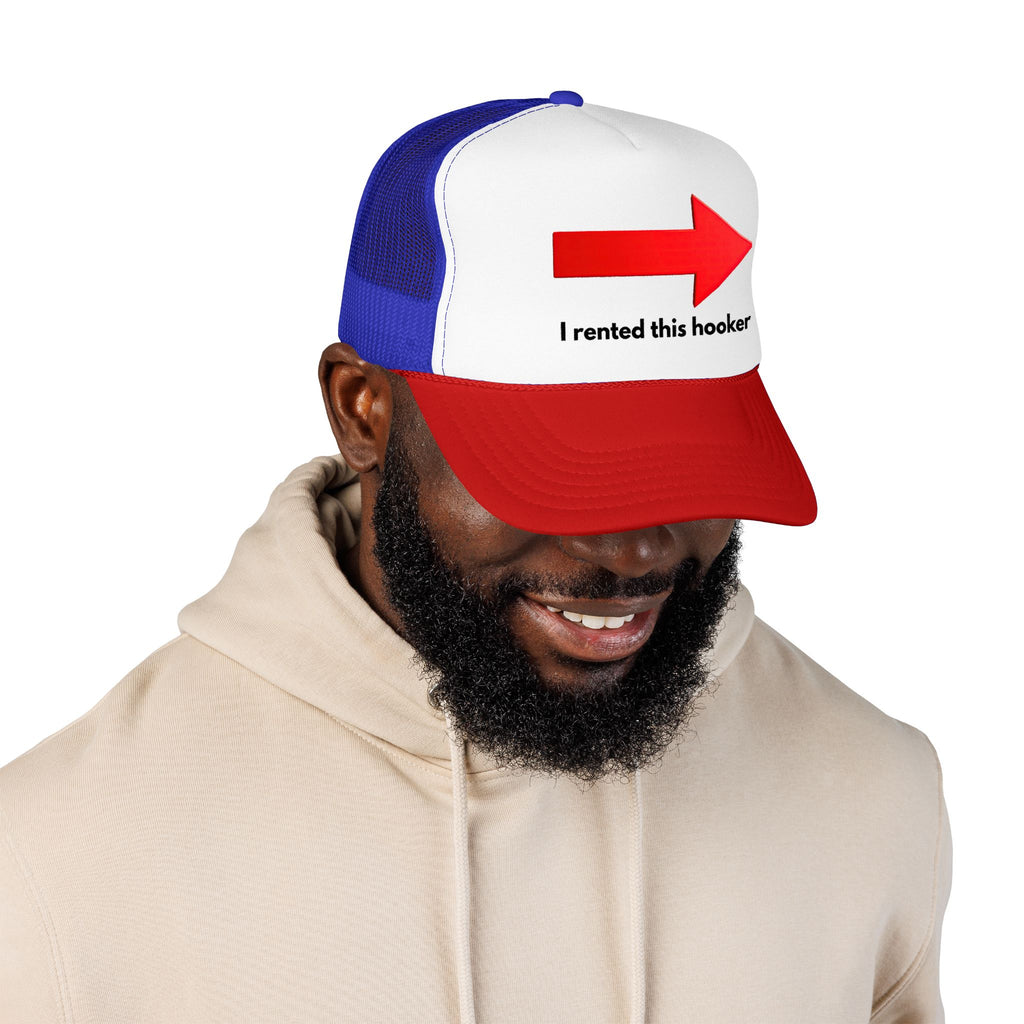 Arrow Trucker Hat — Bold Red Right-Pointing Foam Cap