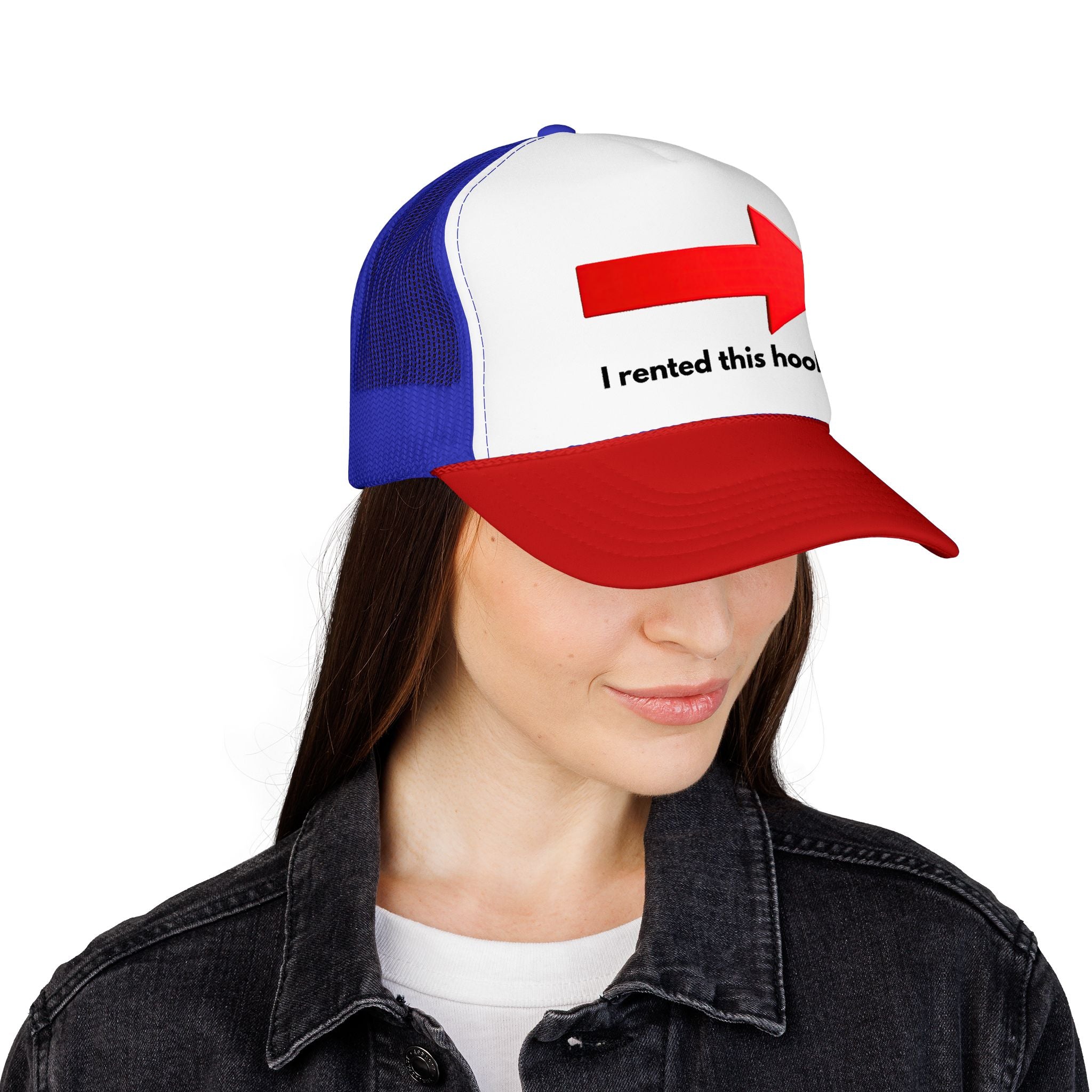 Arrow Trucker Hat — Bold Red Right-Pointing Foam Cap
