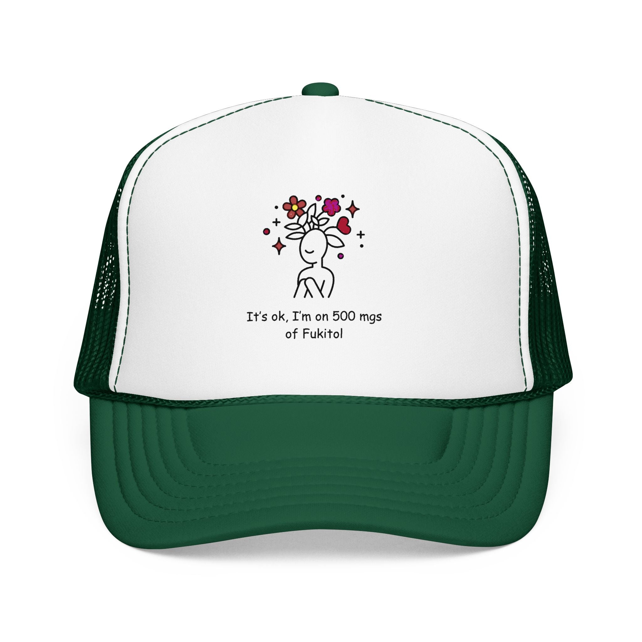 Trucker Hat — Floral Skull Foam Trucker Hat